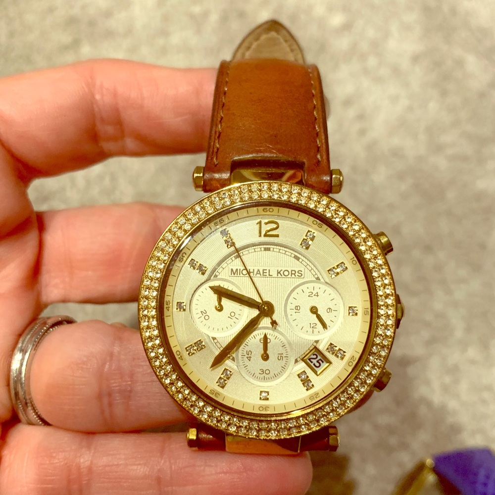 Gold with crystals Michael Kors watch